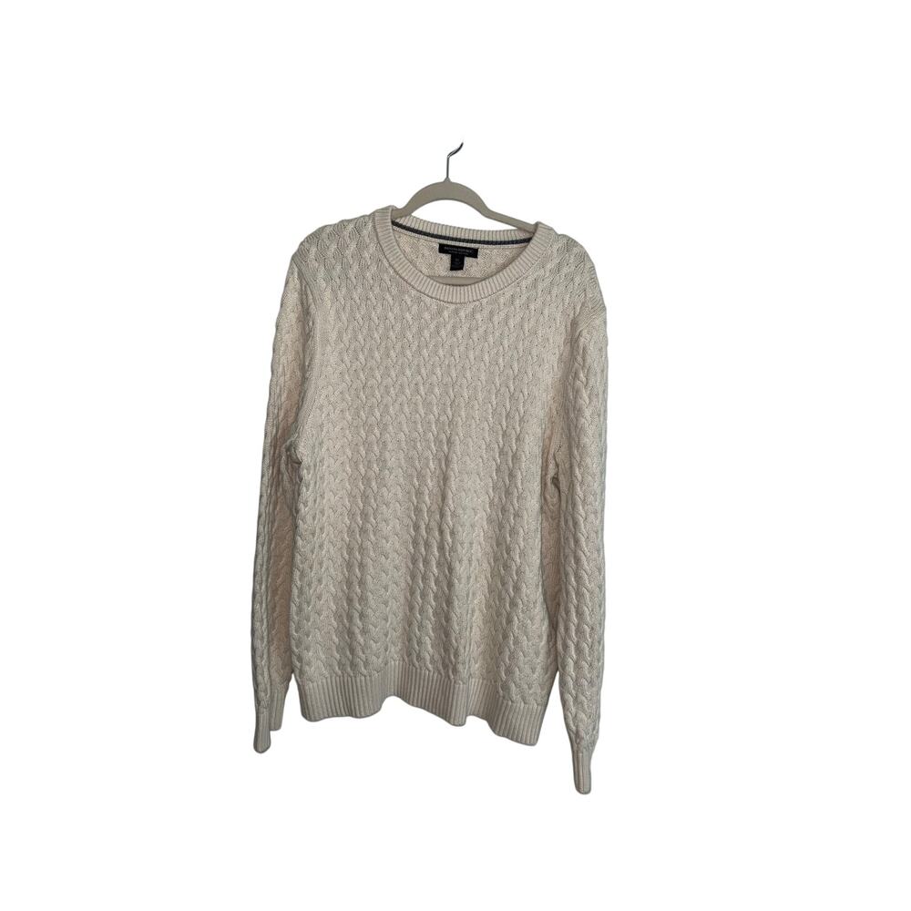 Banana Republic Men’s XL Supima Cotton Cable Knit Sweater Cream Ivory Crewneck